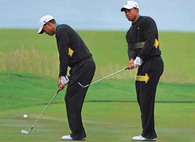 tiger woods pitch golf digest Bí quyết của Tiger Woods: Pitch bằng cơ thể  khi đánh Golf