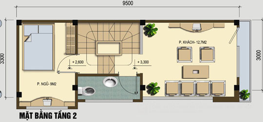 nhalechtang2 Gợi ý mẫu thiết kế nhà lệch tầng diện tích 3,3m x 30m