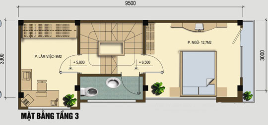 nhalechtang3 Gợi ý mẫu thiết kế nhà lệch tầng diện tích 3,3m x 30m